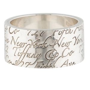 TIFFANY & CO. Notes Collection Sterling Silver Ring in Size 7.75 Authentic!